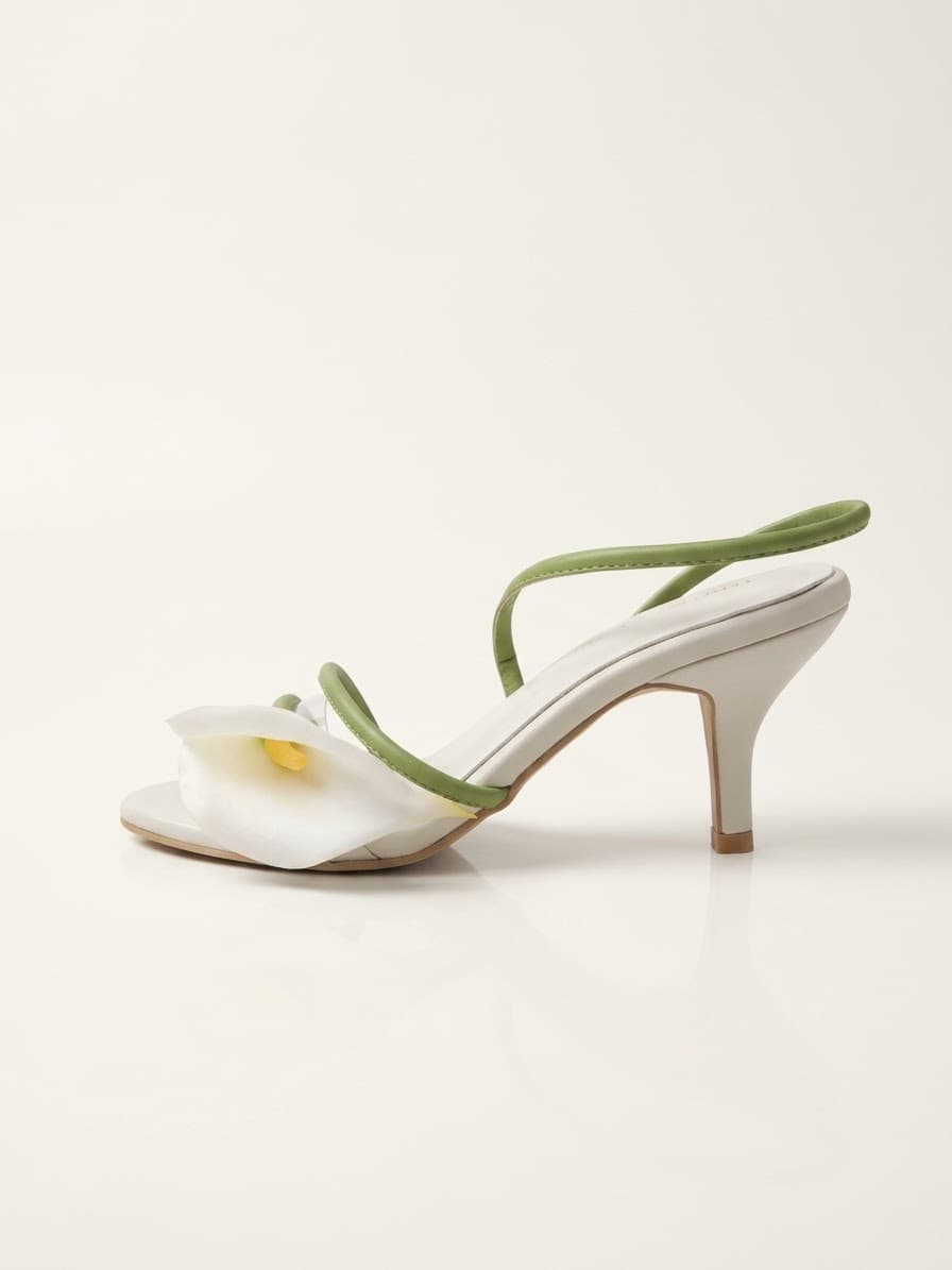 Calla Lily Sandal Heel — Ivory thumbnail 1