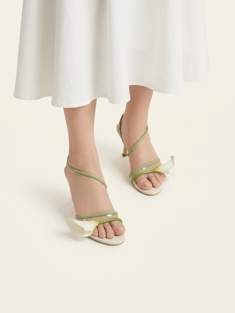 Calla Lily Sandal Heel — Ivory thumbnail 4