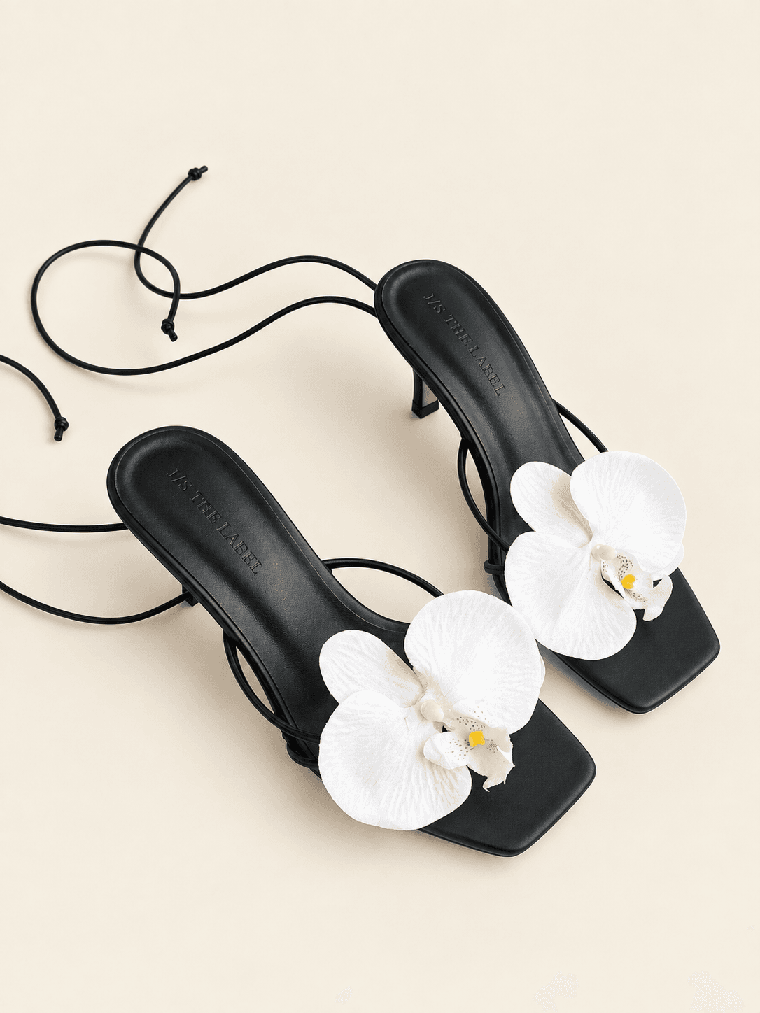 Orchid Heel Sandals - Black & White